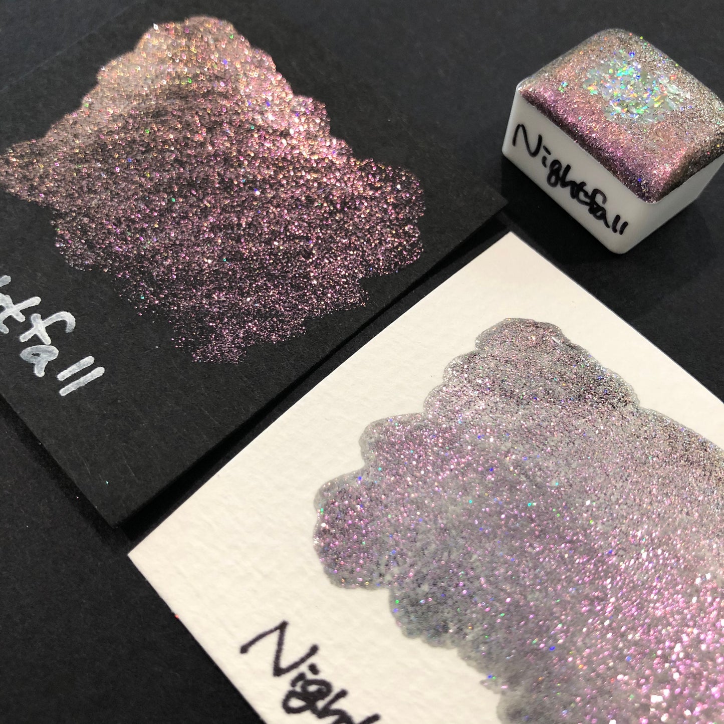 Night Dot Card Tester Sampler Watercolor Shimmer Glittery Paints