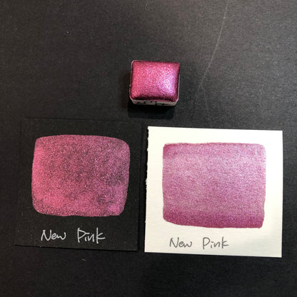 New Pink Christmas Chrome watercolor paint half pan