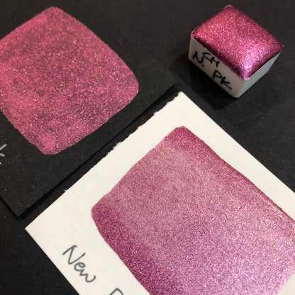 New Pink Christmas Chrome watercolor paint half pan
