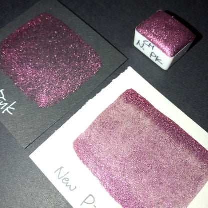 New Pink Christmas Chrome watercolor paint half pan