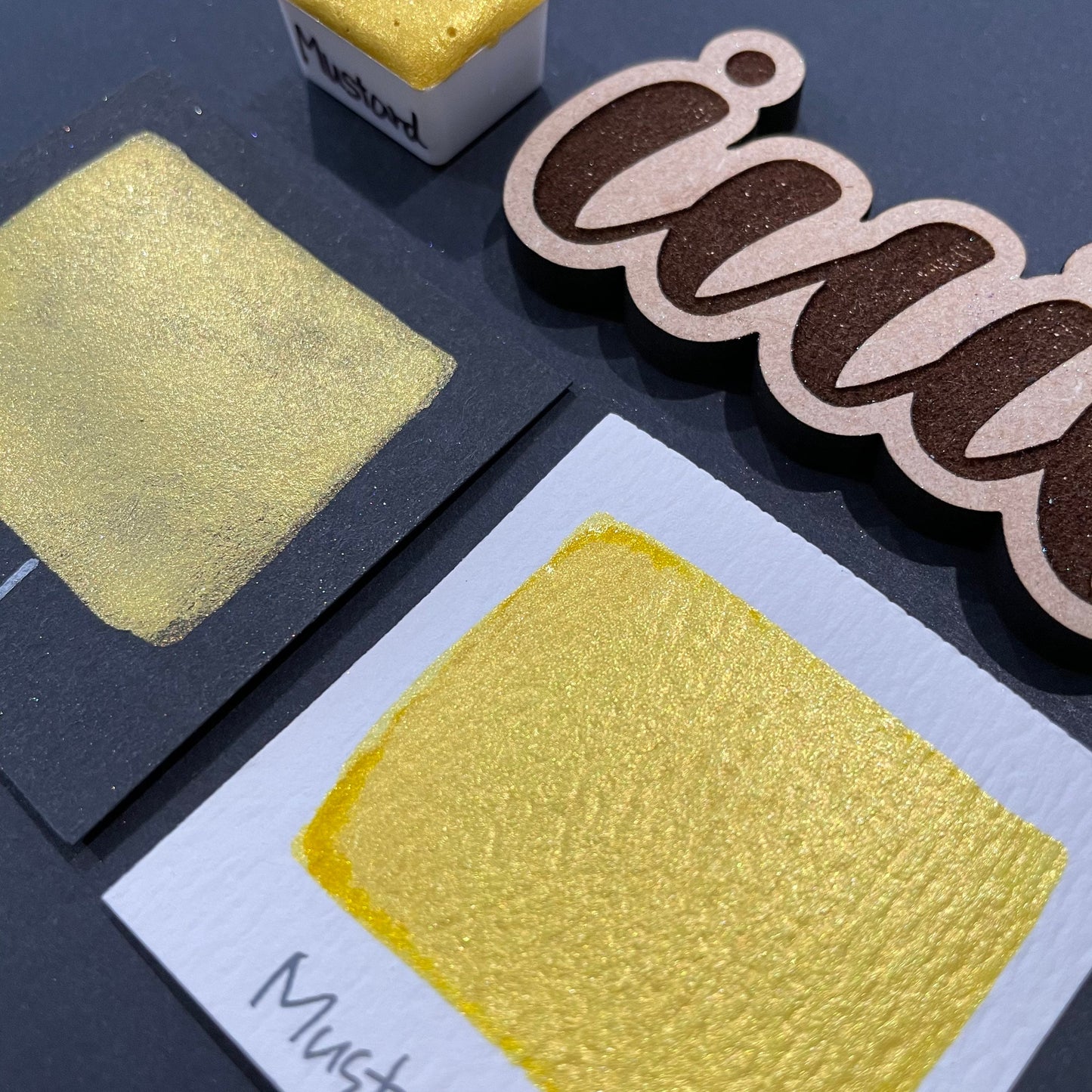 Mustard yellow watercolor paints Half pans