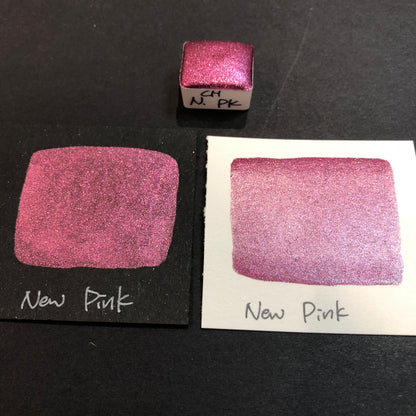 New Pink Christmas Chrome watercolor paint half pan