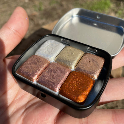 Gold sparkle set GDSP Handmade Shimmer Metallic Watercolor Paints Half