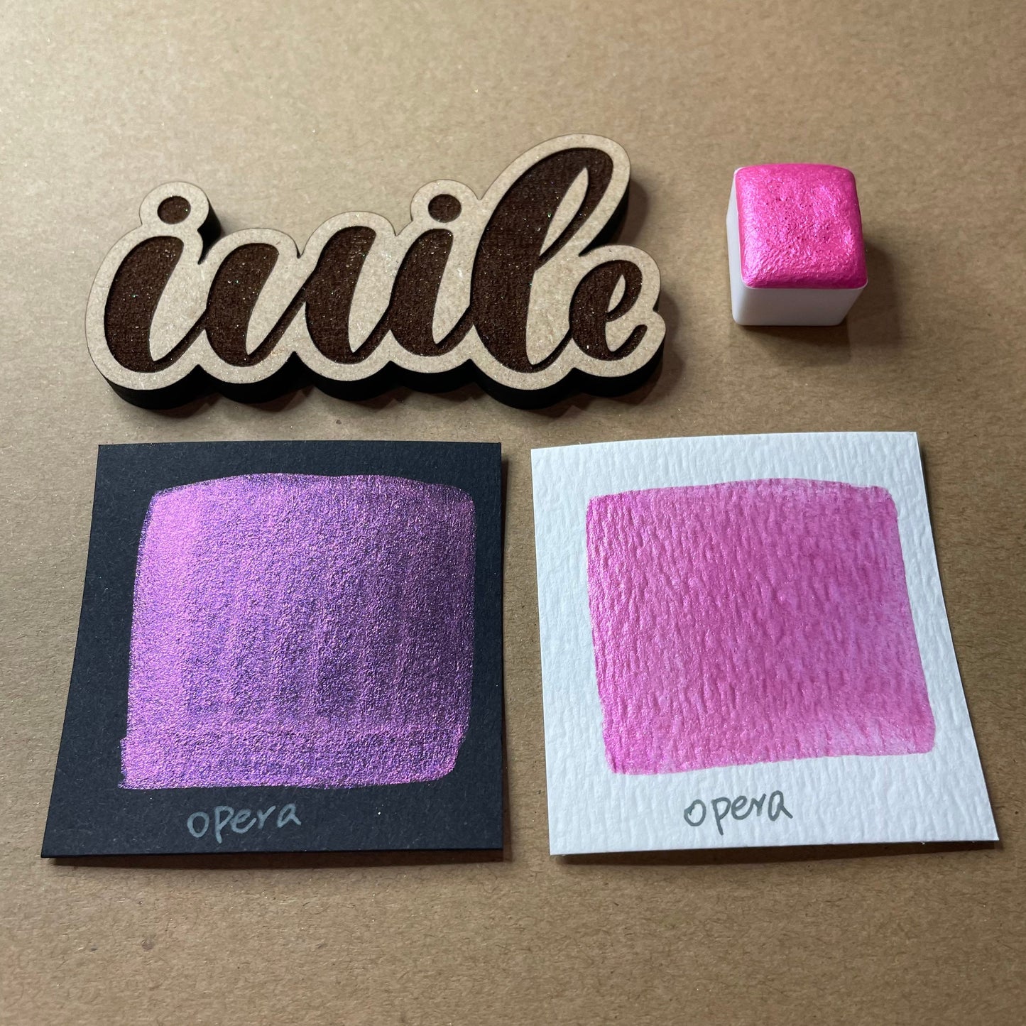 Opera pink Handmade watercolor paints Half pan