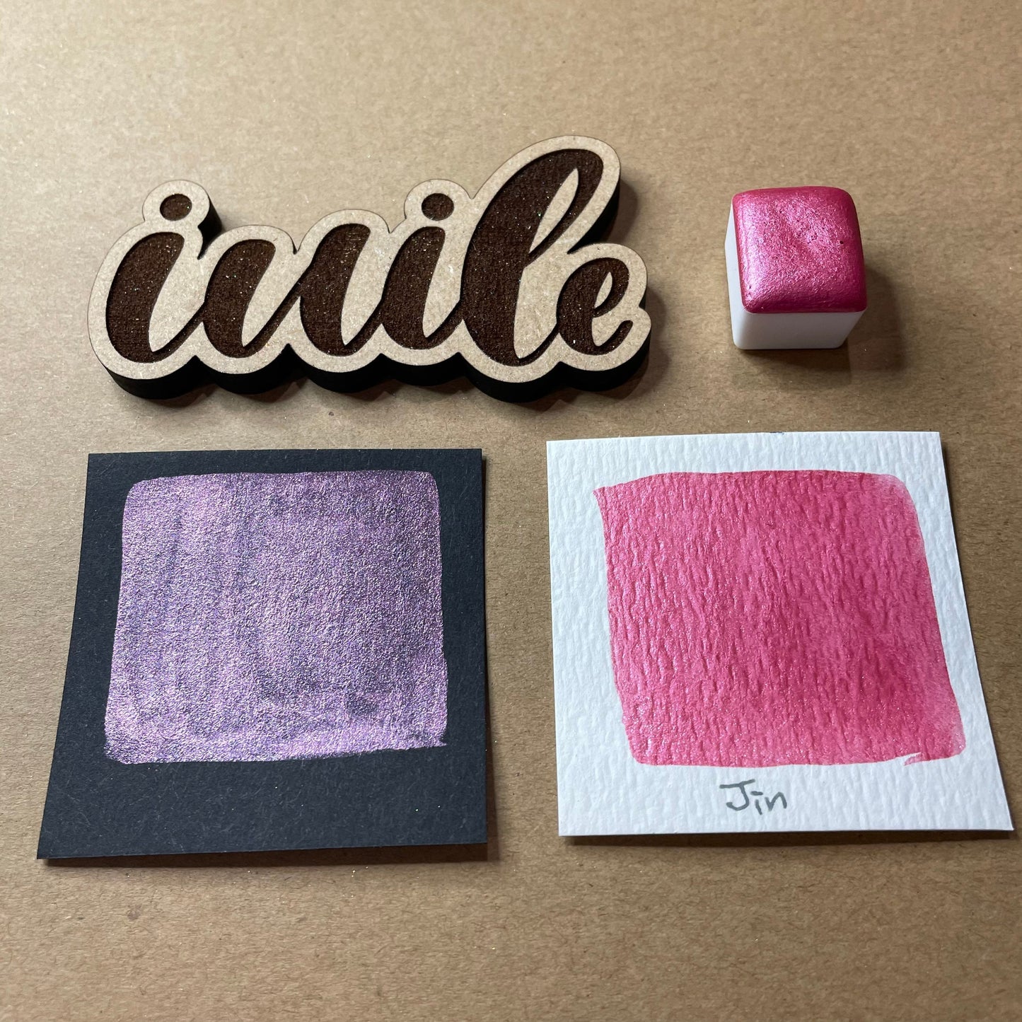 Jin pink Handmade watercolor paints Half pan