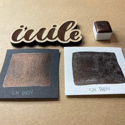 Brown Christmas Chrome watercolor paint half pan