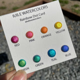 Rainbow Dot Card Tester Sampler Watercolor Shimmer Glittery Paints