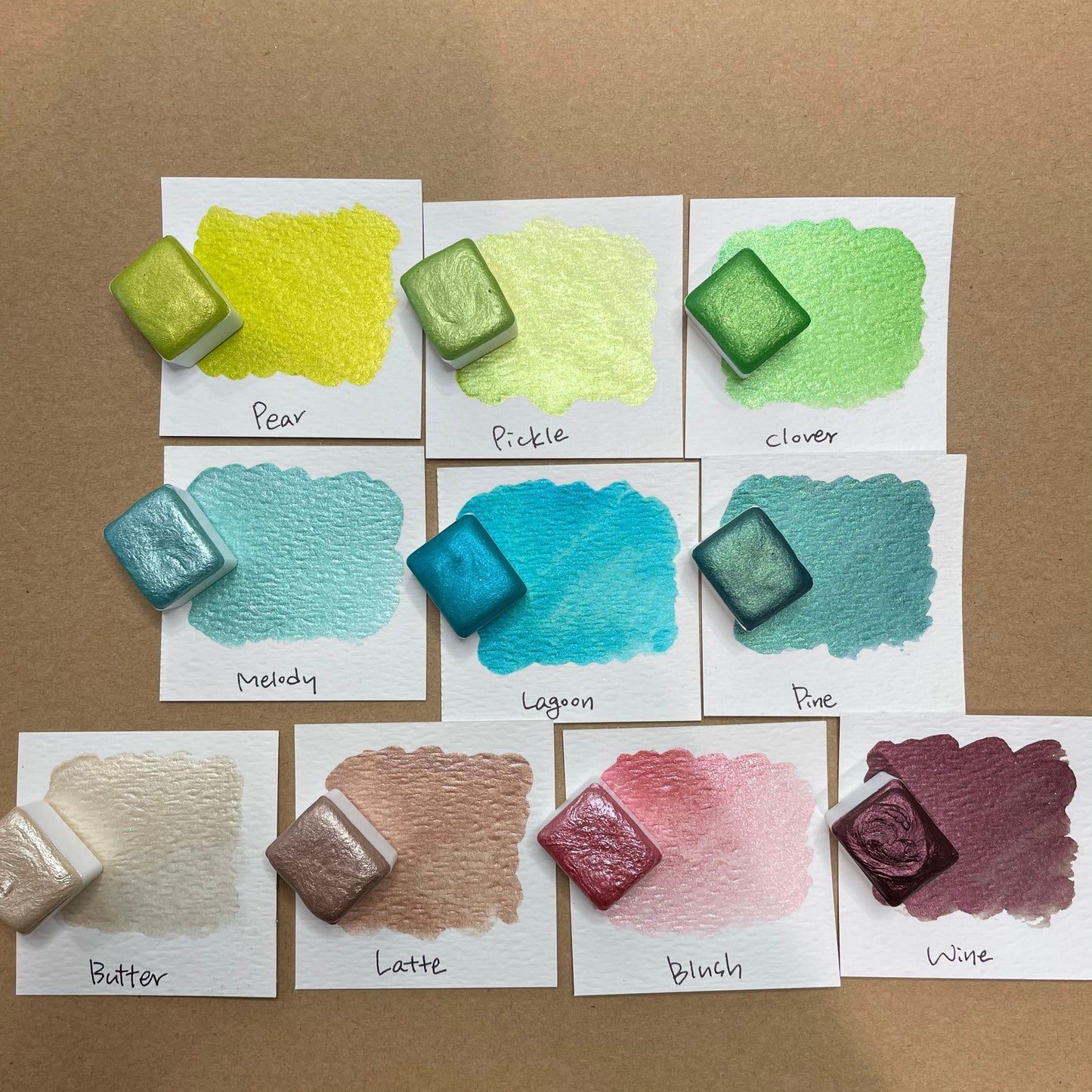 Clover green Handmade shimmer watercolor paints