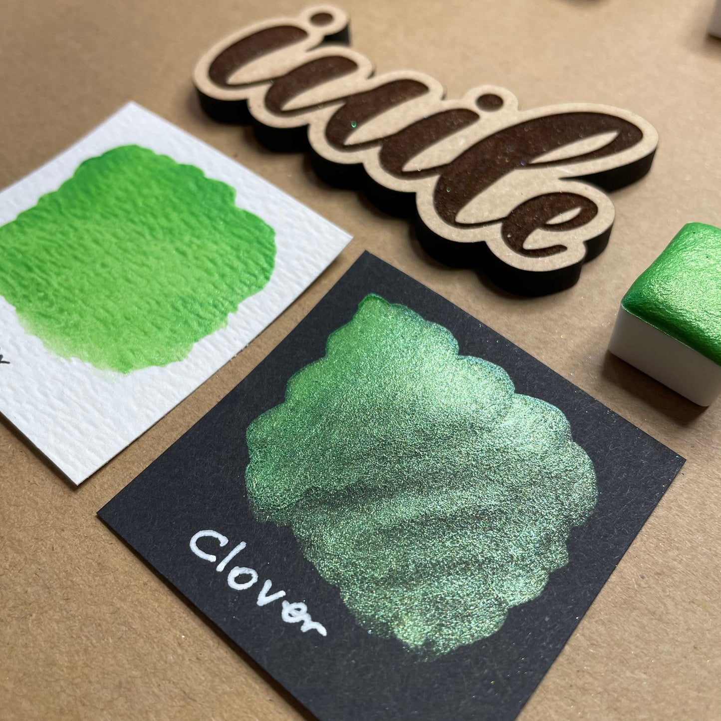 Clover green Handmade shimmer watercolor paints