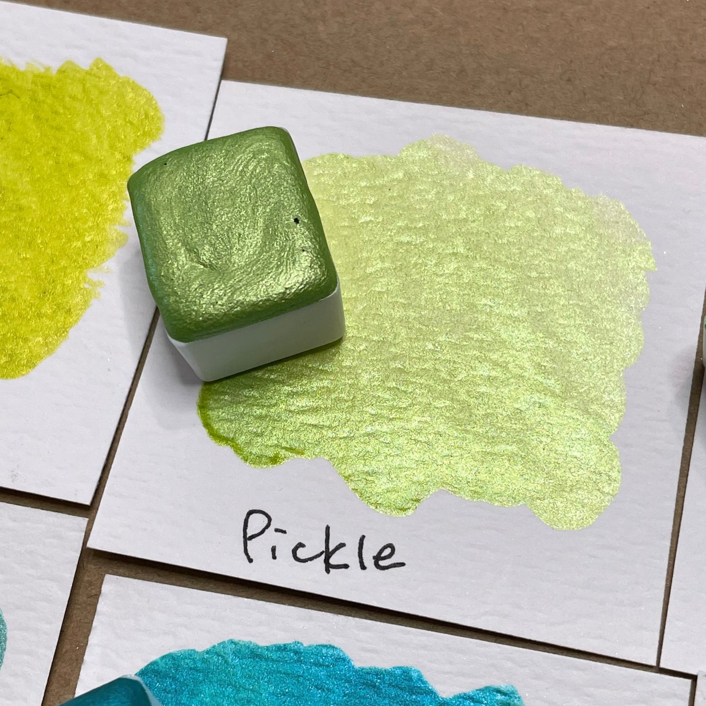 Pickle green Handmade shimmer watercolor paints