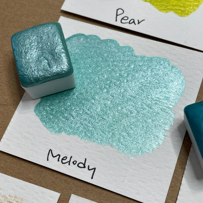 Melody teal Handmade shimmer watercolor paints