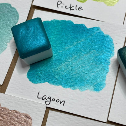 Lagoon teal Handmade shimmer watercolor paints