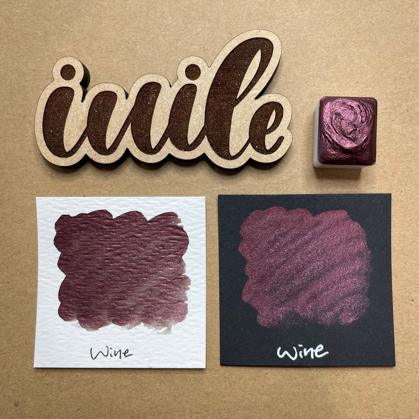 Wine red Handmade shimmer watercolor paints