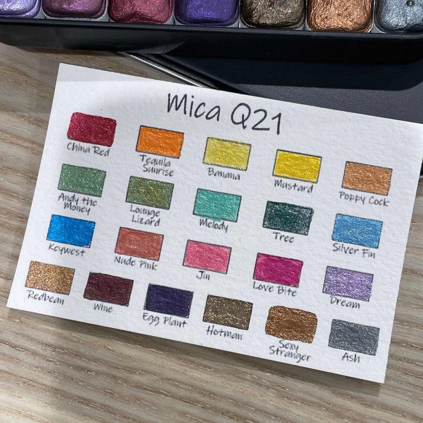 Mica Q21-1 set handmade shimmer watercolor paint quarter pan