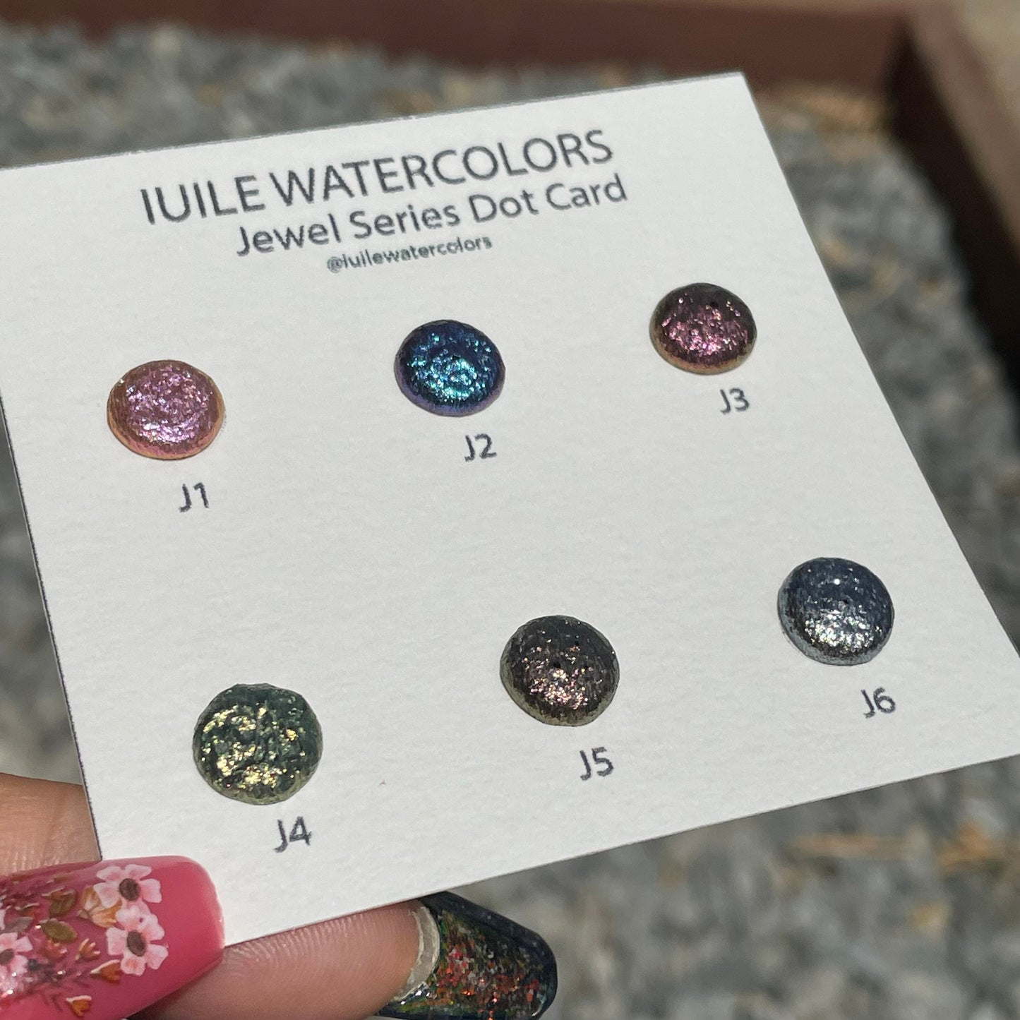 Jewel Dot Card Tester Sampler Watercolor Shimmer Glittery Paints