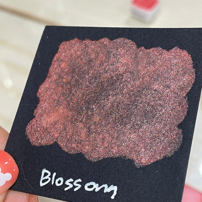 Blossom orange handmade watercolor paint half pan