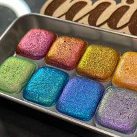 Chameleon half set handmade watercolor paints half pans in tin case