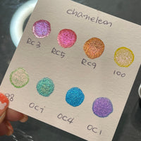 Chameleon half set handmade watercolor paints half pans in tin case