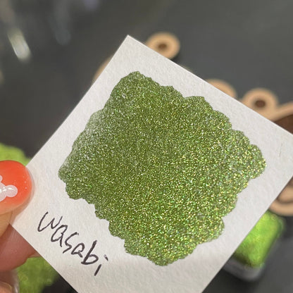 Wasabi Christmas Chrome watercolor paint half pan