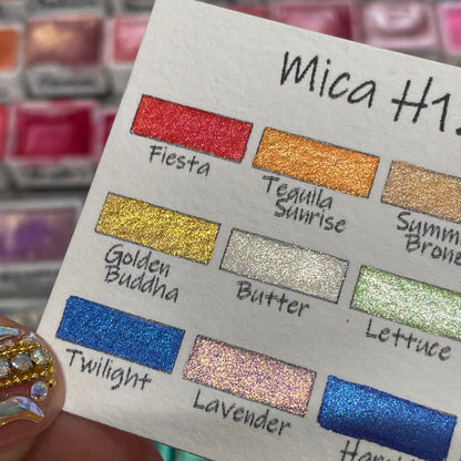 last chance! Mica H12 B set Handmade Shimmer Watercolor Paint half pans