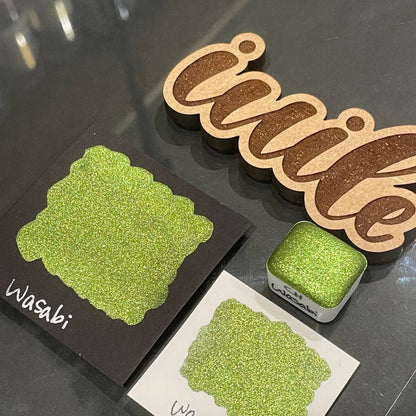 Wasabi Christmas Chrome watercolor paint half pan