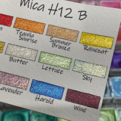 last chance! Mica H12 B set Handmade Shimmer Watercolor Paint half pans