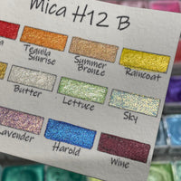 Mica H12 B set Handmade Shimmer Watercolor Paint half pans