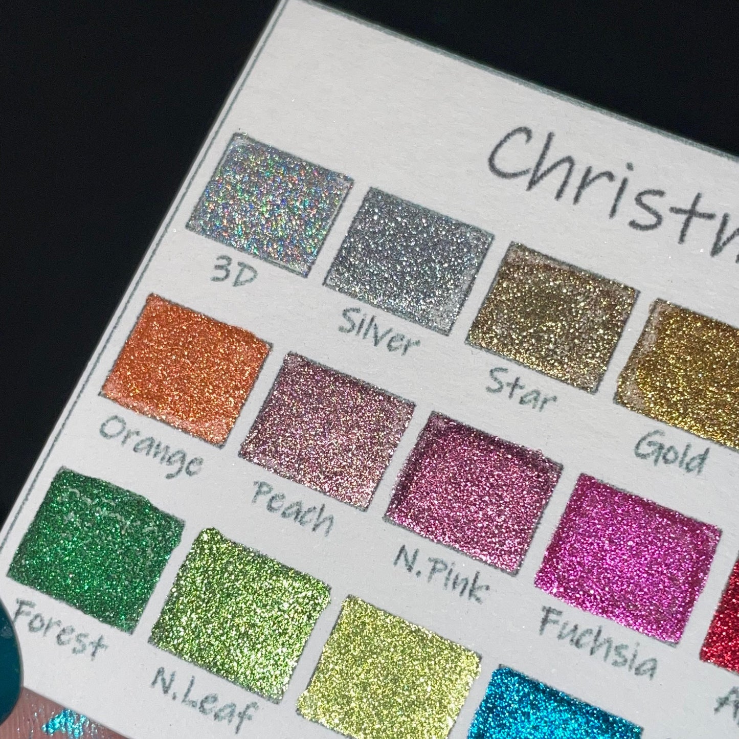 Christmas Quarter pan set handmade chrome glittery watercolor paint