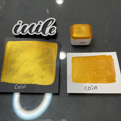 Coin Gold half Handmade shimmer watercolor paints