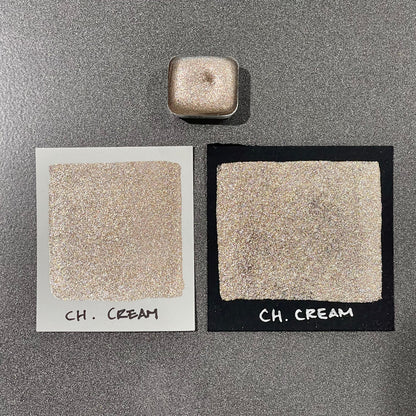 Cream Christmas Chrome watercolor paint half pan