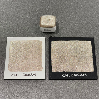 Cream Christmas Chrome watercolor paint half pan
