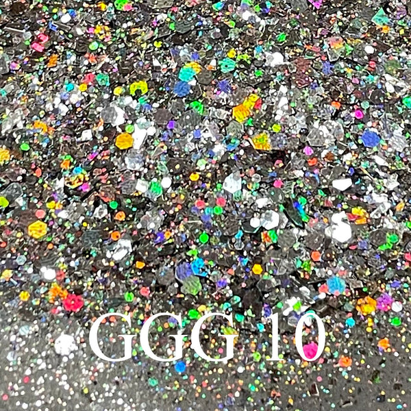 30g GGG 10 Holo Multi Color Chunky Glitter Nail DIY Resin Epoxy Art Craft