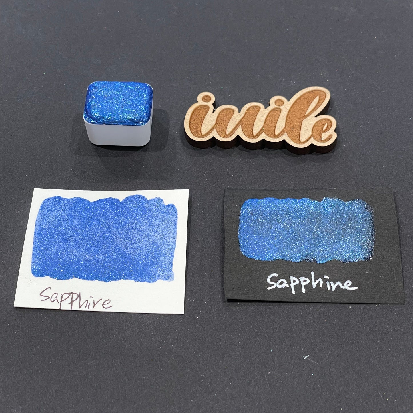 Sapphire blue Half pan Bling Bling Handmade shimmer watercolor paints