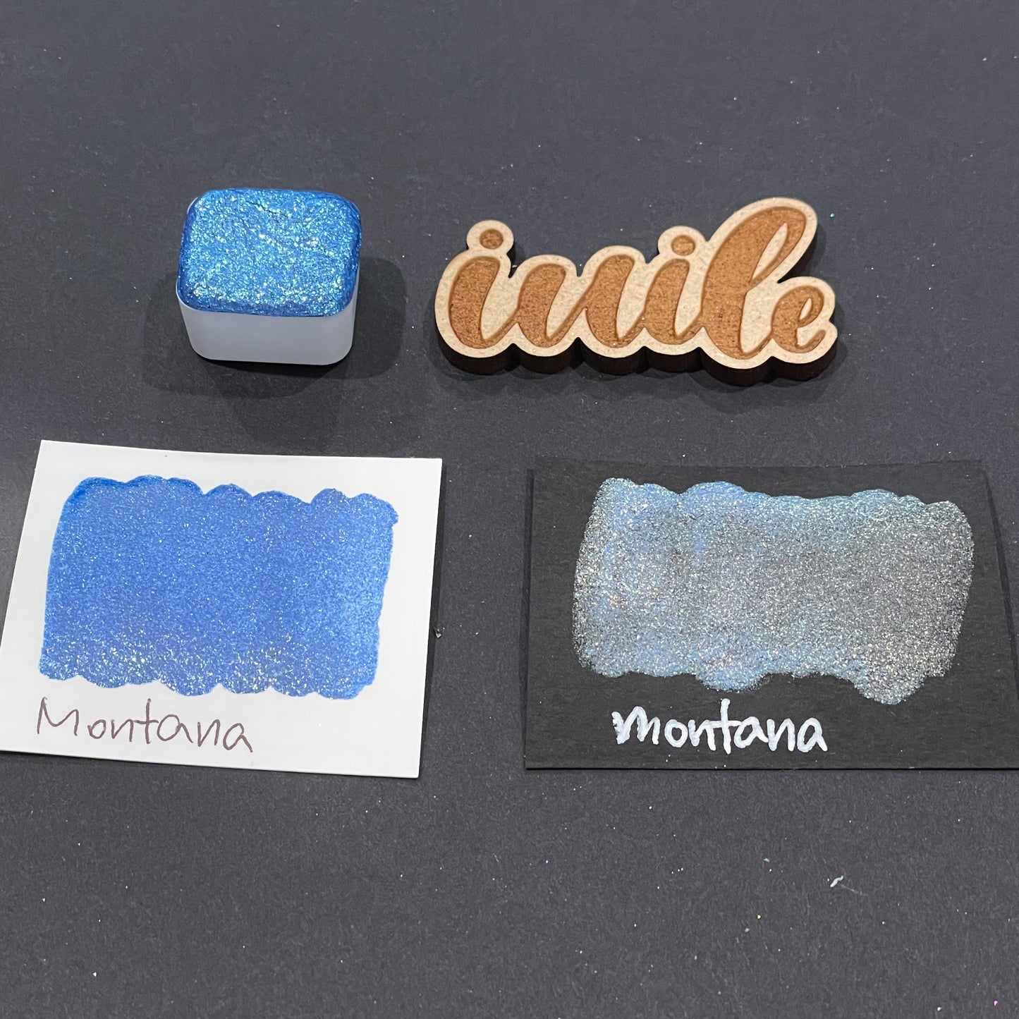 Montana blue Half pan Bling Bling Handmade shimmer watercolor paints