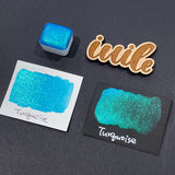 Turquoise teal Half pan Bling Bling Handmade Color Shift shimmer watercolor paints