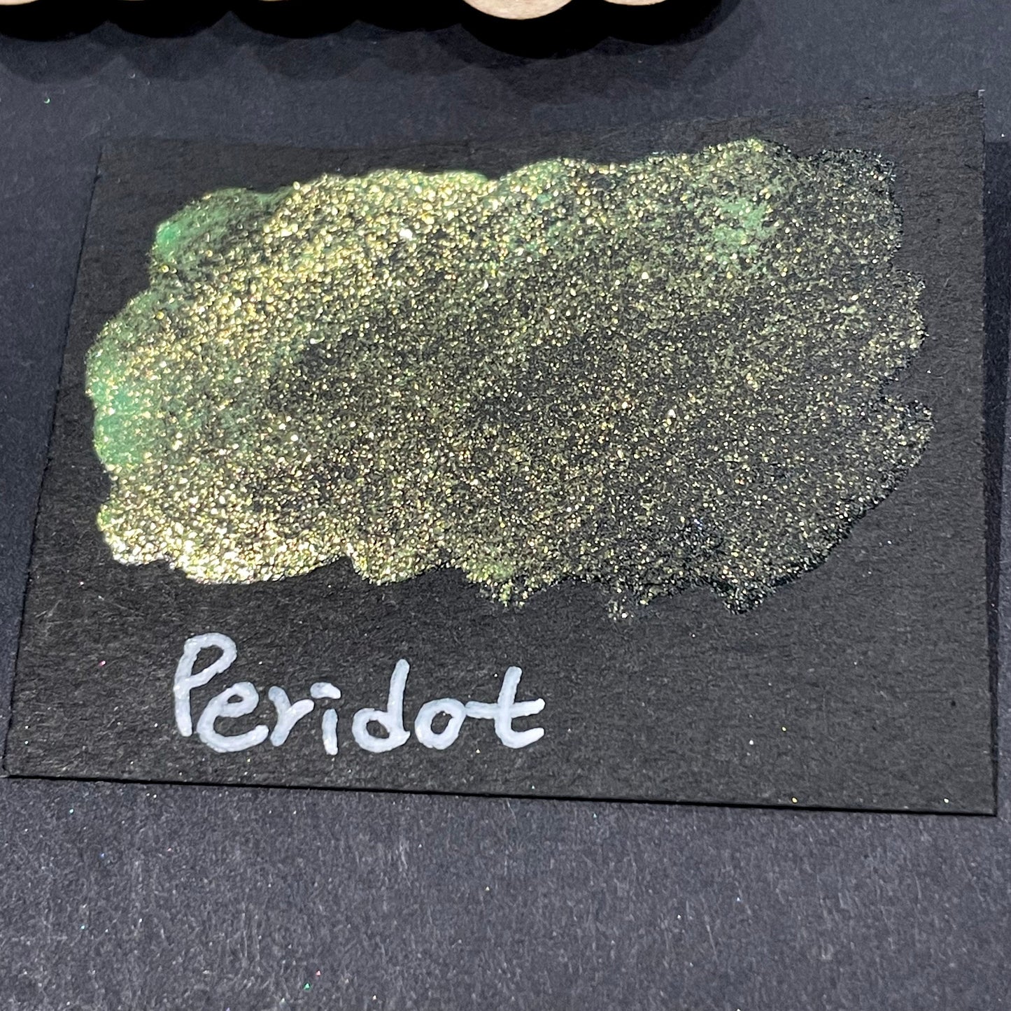 Peridot green Half pan Bling Bling Handmade shimmer watercolor paints