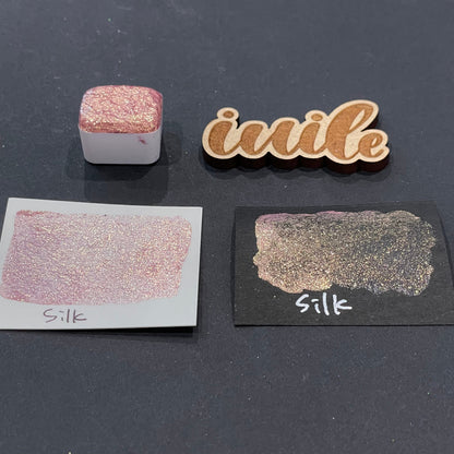 Last Chance! Silk pink Half pan Bling Bling Handmade shimmer watercolor paints