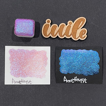 Amethyst purple Half pan Bling Bling Handmade Color Shift shimmer watercolor paints