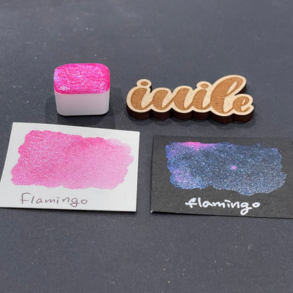 Last Chance! Flamingo pink Half pan Bling Bling Handmade shimmer watercolor paints