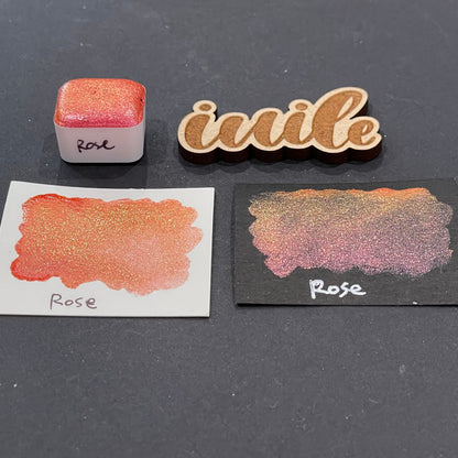 Rose orange Half pan Bling Bling Handmade Color Shift shimmer watercolor paints