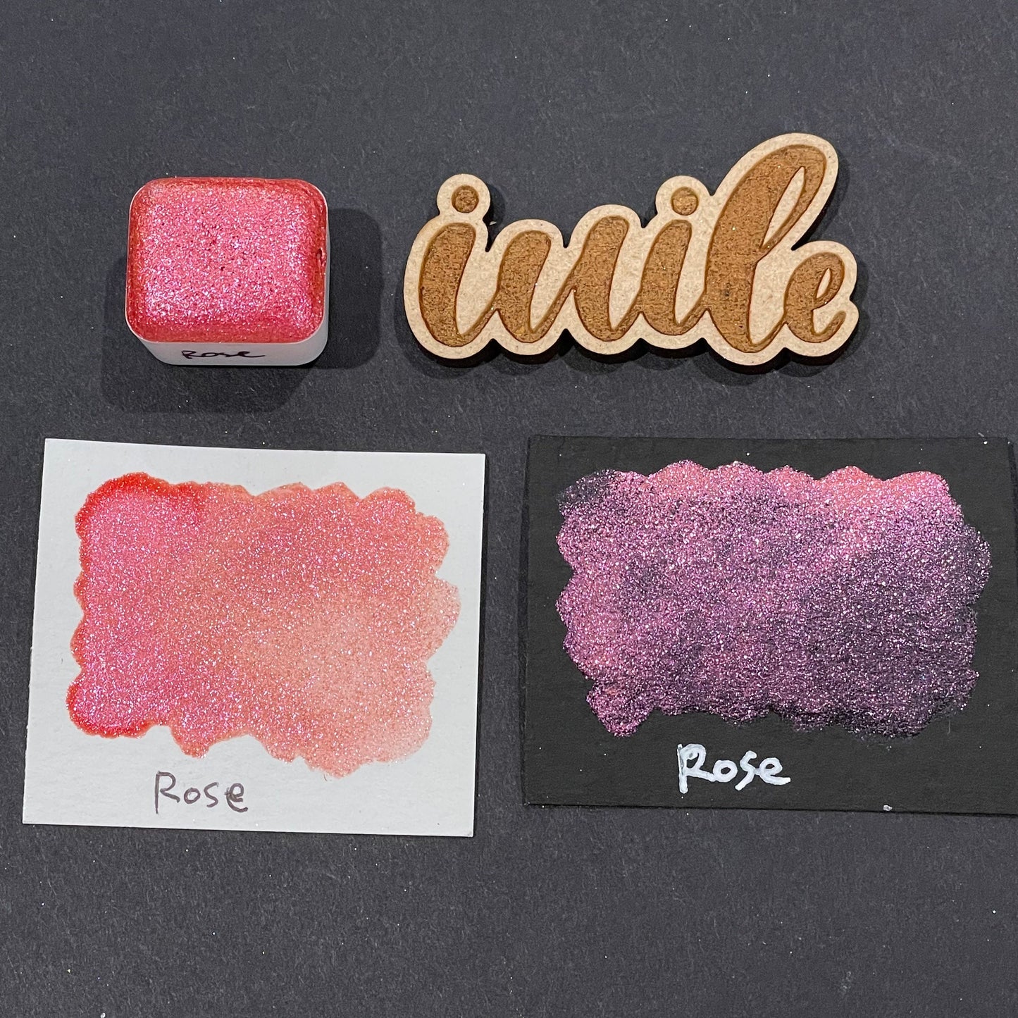 Rose orange Half pan Bling Bling Handmade Color Shift shimmer watercolor paints