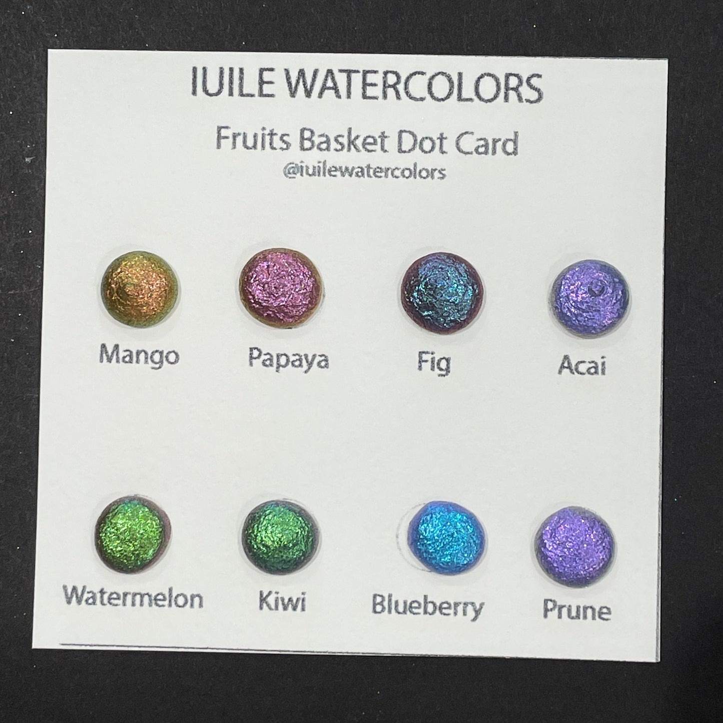 Fruits Basket Dot Card Tester Sampler Watercolor Shimmer Glittery Paints