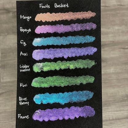 Button Fruits Basket set handmade colorshift watercolor paint