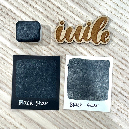 Black Star Half pan Handmade shimmer watercolor paints