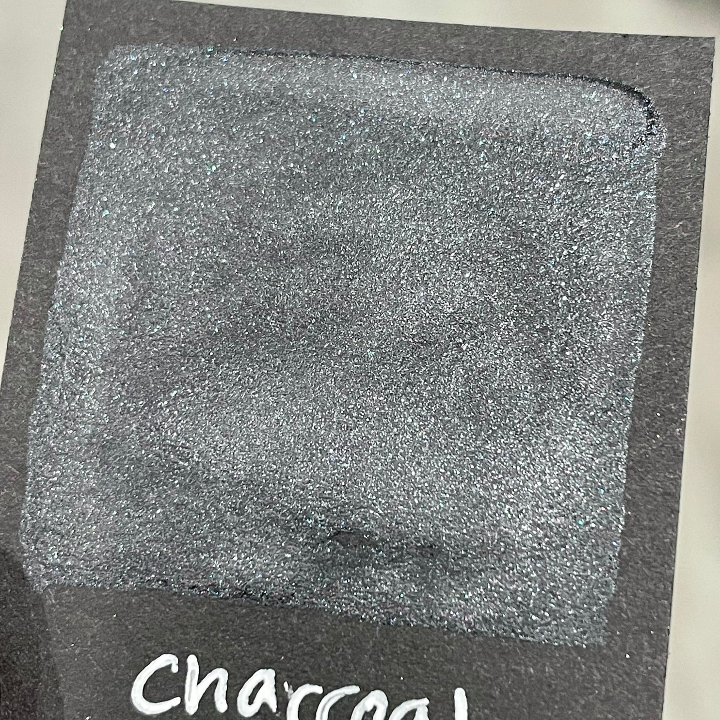 Limited Charcoal Black Half pan Handmade shimmer watercolor paints