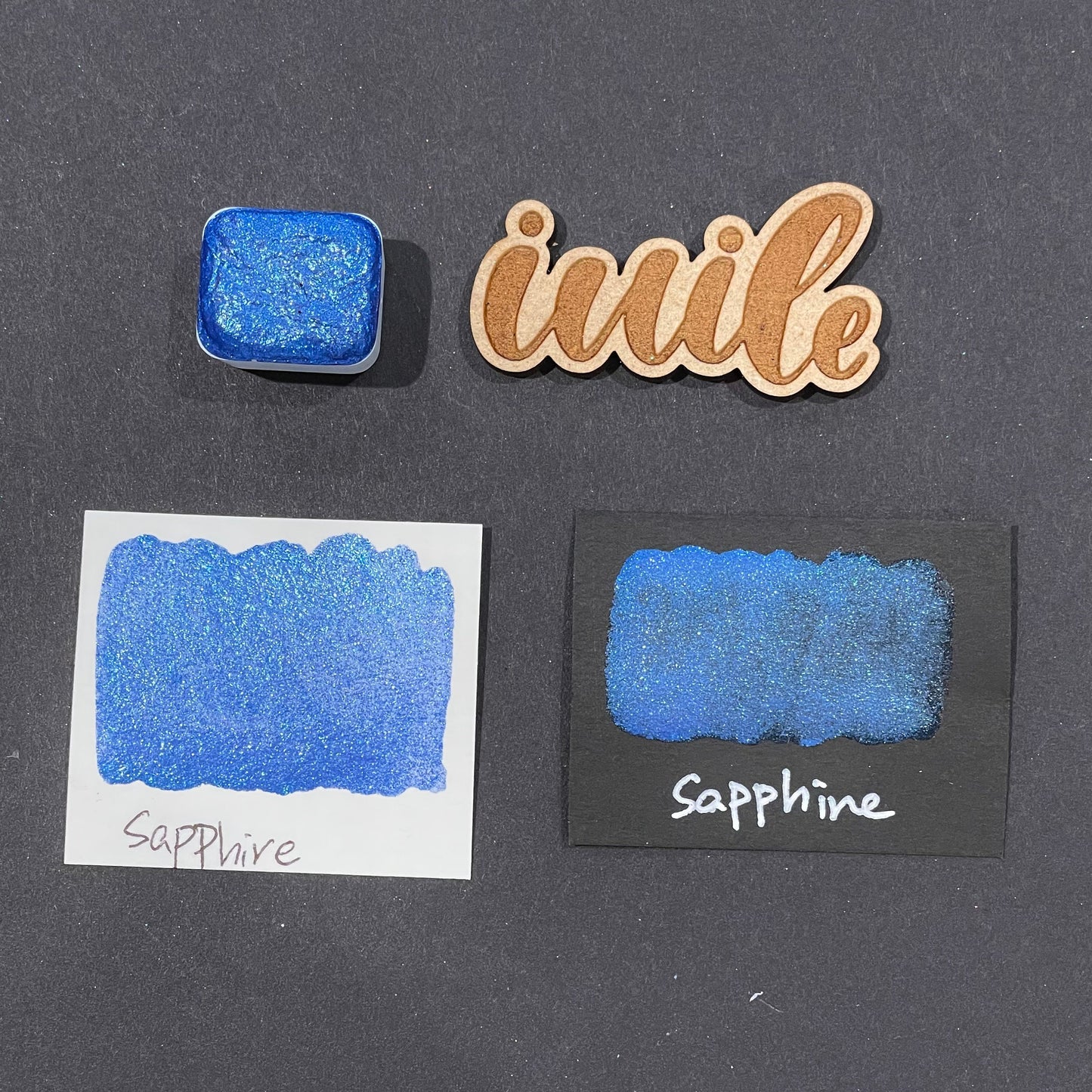 Sapphire blue Half pan Bling Bling Handmade shimmer watercolor paints