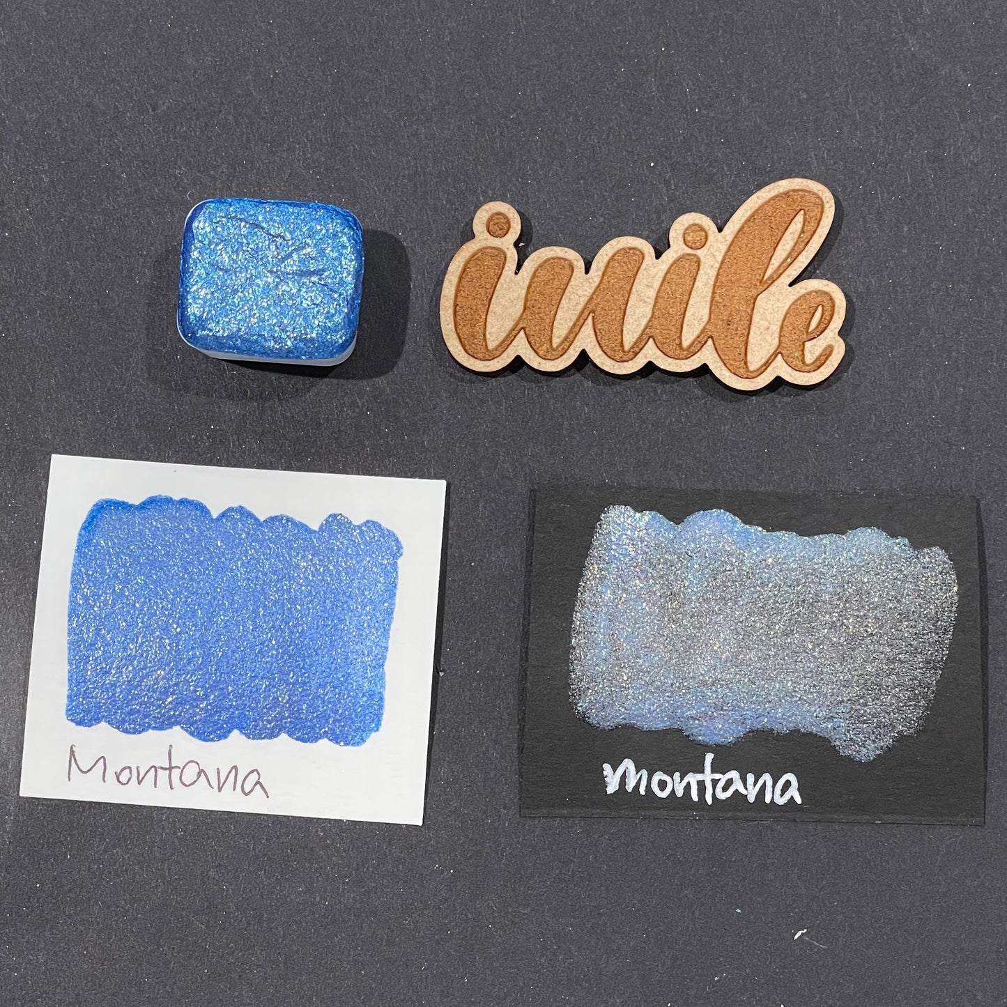 Montana blue Half pan Bling Bling Handmade shimmer watercolor paints