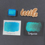 Turquoise teal Half pan Bling Bling Handmade Color Shift shimmer watercolor paints