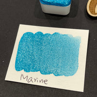 Marine blue Half pan Bling Bling Handmade shimmer watercolor paints