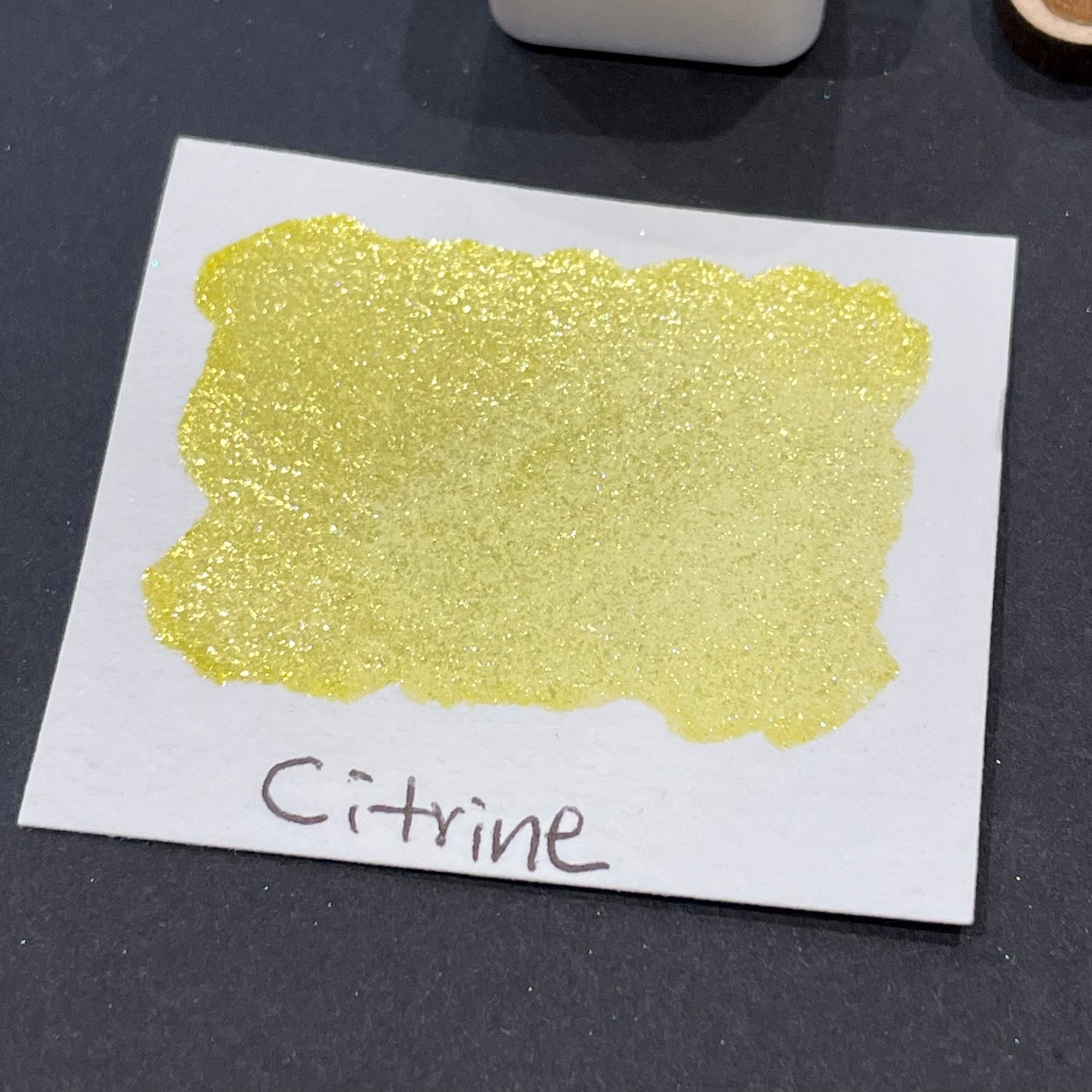 Citrine yellow Half pan Bling Bling Handmade shimmer watercolor paints